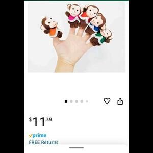 5 Little Monkeys Finger Puppets — Set of 7 NEW